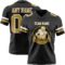 Black2923-1 Custom Black Old Gold-White Authentic Football Jersey