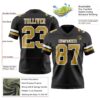 Custom Black Old Gold-White Authentic Football Jersey