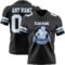 Black2937-1 Custom Black White-Light Blue Authentic Football Jersey