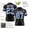 Custom Black Light Blue-White Authentic Football Jersey