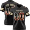 Custom Black Vintage USA Flag-Cream Authentic Football Jersey