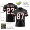 Custom Black White-Cardinal Authentic Football Jersey