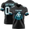 Custom Black White-Teal Authentic Football Jersey