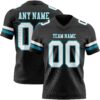 Custom Black White-Teal Authentic Football Jersey
