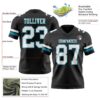 Custom Black White-Teal Authentic Football Jersey