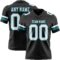 Black2947 Custom Black White-Teal Authentic Football Jersey