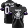 Custom Black White Purple-Gray Authentic Football Jersey