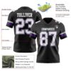 Custom Black White Purple-Gray Authentic Football Jersey