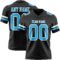 Black2951 Custom Black Sky Blue-White Authentic Football Jersey