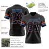 Custom Black Powder Blue-Orange Authentic Football Jersey