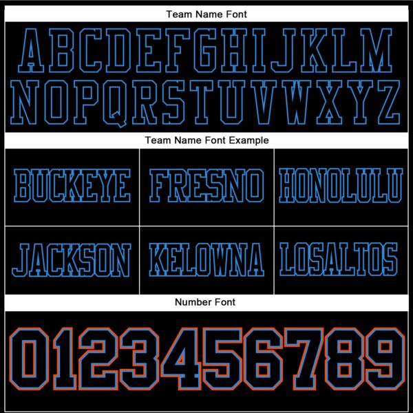 Custom Black Powder Blue-Orange Authentic Football Jersey