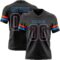 Custom Black Powder Blue-Orange Authentic Football Jersey