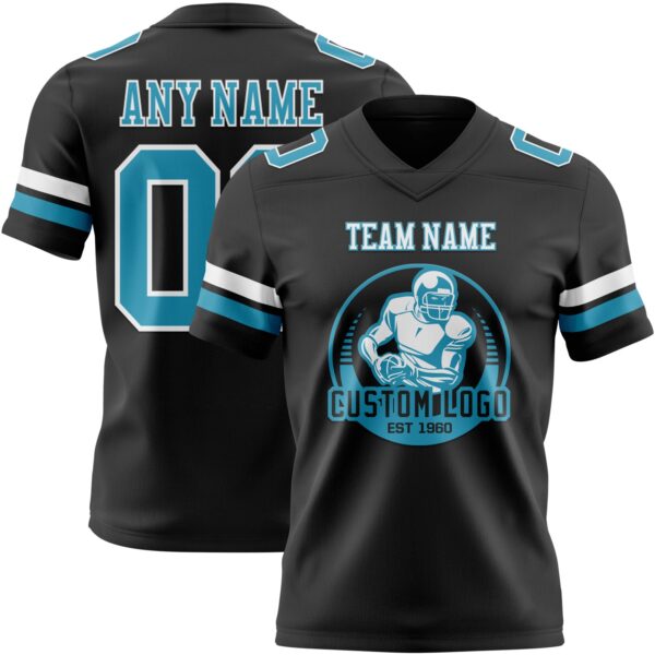 Custom Black Panther Blue-White Authentic Football Jersey