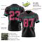 Black2956-2 Custom Black Neon Pink-Aqua Authentic Football Jersey