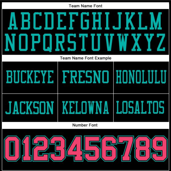 Custom Black Neon Pink-Aqua Authentic Football Jersey