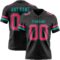 Black2956 Custom Black Neon Pink-Aqua Authentic Football Jersey
