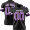 Custom Black Medium Purple-White Authentic Football Jersey