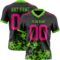 Black2963 Custom Black Hot Pink-Aurora Green 3D Pattern Splash Authentic Football Jersey