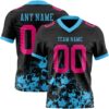 Custom Black Hot Pink-Sky Blue 3D Pattern Splash Authentic Football Jersey