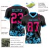 Custom Black Hot Pink-Sky Blue 3D Pattern Splash Authentic Football Jersey