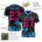 Black2965-2 Custom Black Hot Pink-Sky Blue 3D Pattern Splash Authentic Football Jersey