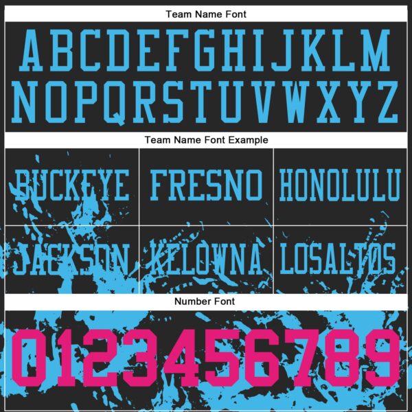 Custom Black Hot Pink-Sky Blue 3D Pattern Splash Authentic Football Jersey