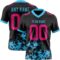 Black2965 Custom Black Hot Pink-Sky Blue 3D Pattern Splash Authentic Football Jersey