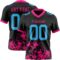 Black2966 Custom Black Sky Blue-Hot Pink 3D Pattern Splash Authentic Football Jersey
