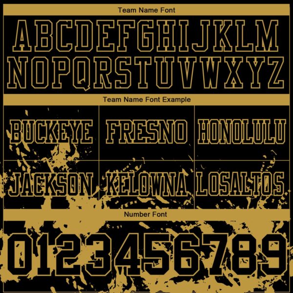 Custom Black Old Gold 3D Pattern Splash Authentic Football Jersey