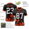 Custom Black White-Orange 3D Pattern Splash Authentic Football Jersey