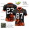 Black2968-2 Custom Black White-Orange 3D Pattern Splash Authentic Football Jersey