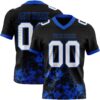 Custom Black White-Thunder Blue 3D Pattern Splash Authentic Football Jersey
