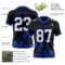 Black2969-2 Custom Black White-Thunder Blue 3D Pattern Splash Authentic Football Jersey