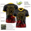 Custom Black Red-Yellow 3D Pattern Splash Authentic Football Jersey