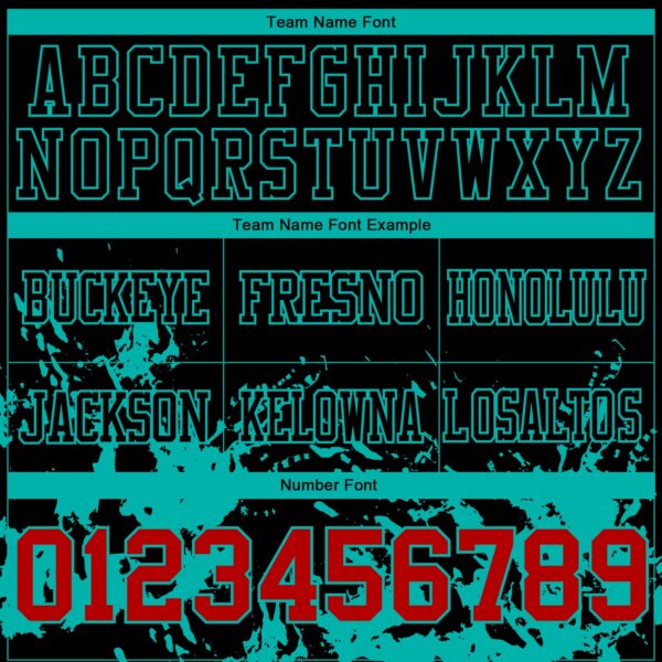 Custom Black Red-Aqua 3D Pattern Splash Authentic Football Jersey