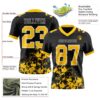Custom Black Yellow-White 3D Pattern Splash Authentic Football Jersey