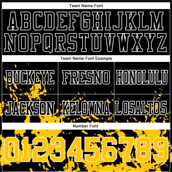 Custom Black Yellow-White 3D Pattern Splash Authentic Football Jersey