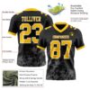 Custom Black Yellow Steel Gray-White 3D Pattern Splash Authentic Football Jersey
