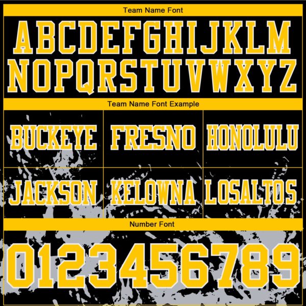 Custom Black Yellow Steel Gray-White 3D Pattern Splash Authentic Football Jersey