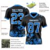 Custom Black Powder Blue-White 3D Pattern Splash Authentic Football Jersey
