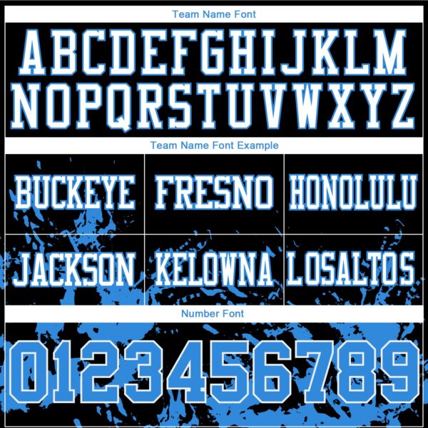 Custom Black Powder Blue-White 3D Pattern Splash Authentic Football Jersey