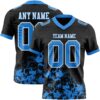 Custom Black Powder Blue-White 3D Pattern Splash Authentic Football Jersey