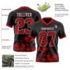 Custom Black Red-White 3D Pattern Splash Authentic Football Jersey
