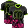 Custom Black Hot Pink-Neon Green 3D Pattern Splash Authentic Football Jersey