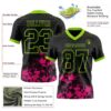 Custom Black Hot Pink-Neon Green 3D Pattern Splash Authentic Football Jersey
