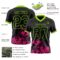 Black2977-2 Custom Black Hot Pink-Neon Green 3D Pattern Splash Authentic Football Jersey
