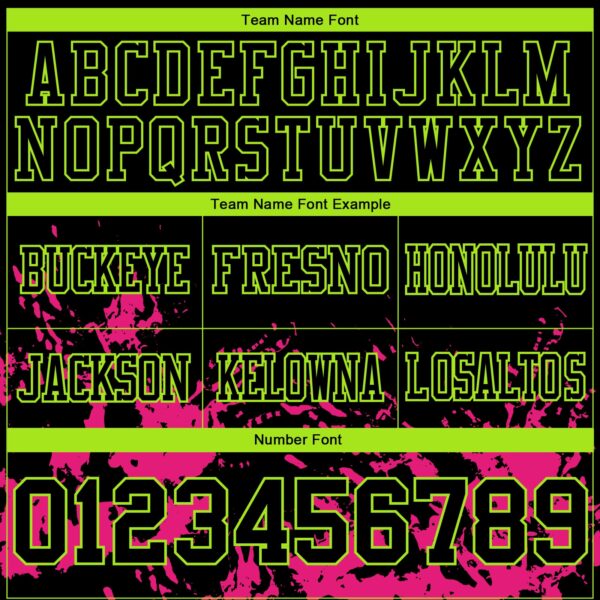 Custom Black Hot Pink-Neon Green 3D Pattern Splash Authentic Football Jersey