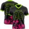 Black2977 Custom Black Hot Pink-Neon Green 3D Pattern Splash Authentic Football Jersey