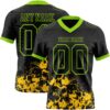 Custom Black Yellow-Neon Green 3D Pattern Splash Authentic Football Jersey