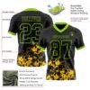 Custom Black Yellow-Neon Green 3D Pattern Splash Authentic Football Jersey
